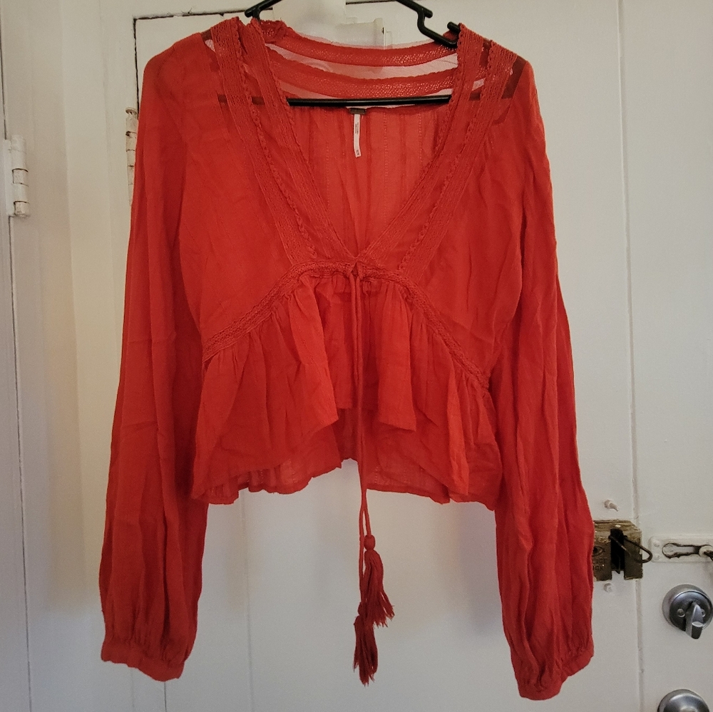 Free People Red Blouse